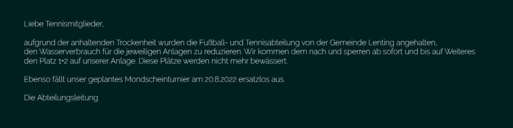 Platzsperrung